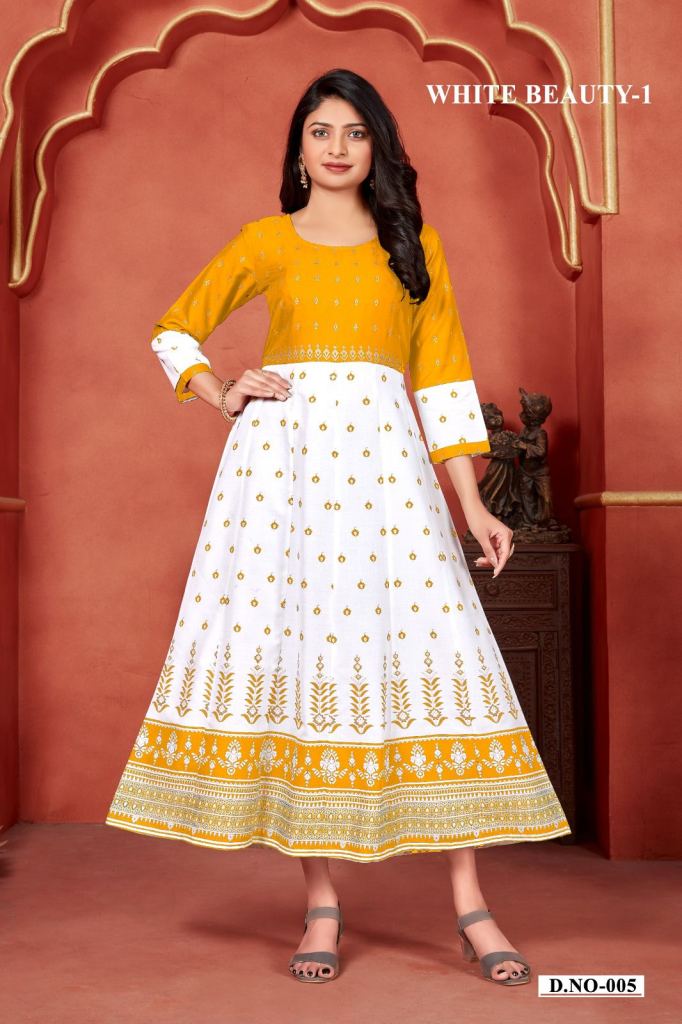 Banwery White Beauty Vol 1 Fancy Long Anarkali Kurtis Collection