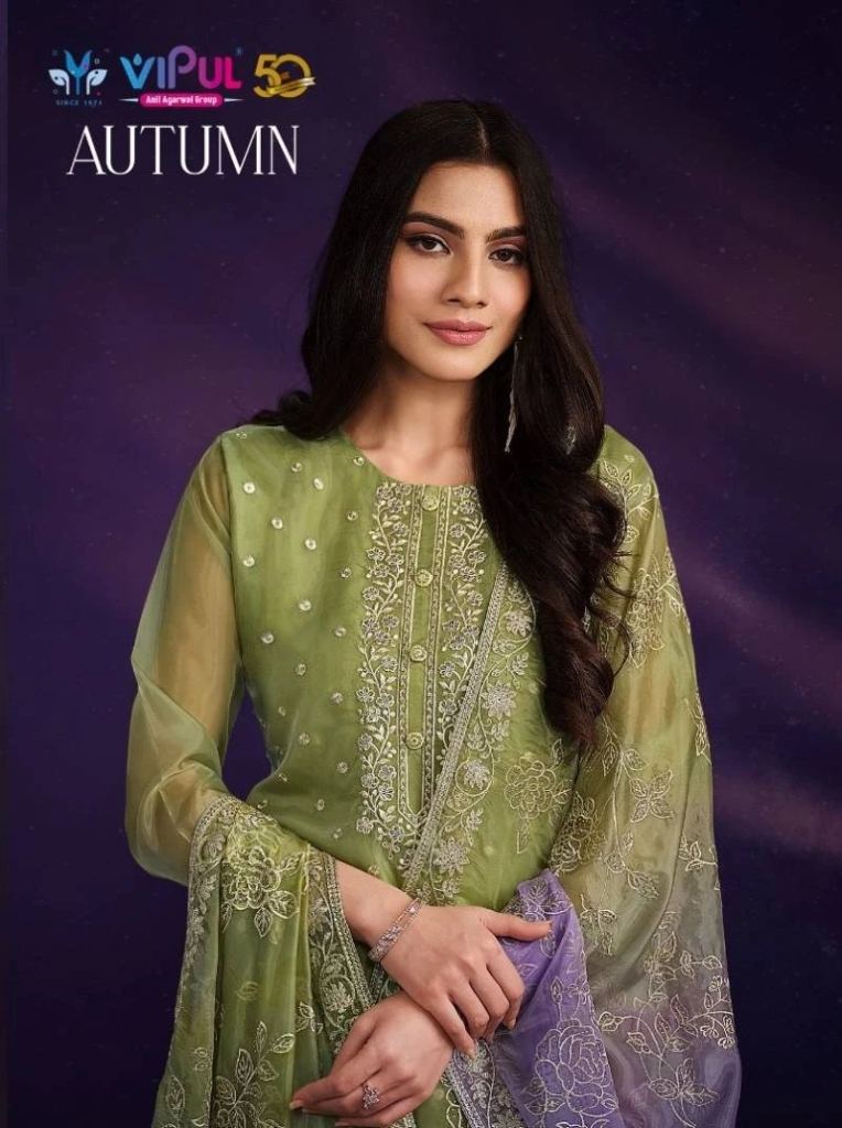 Beautiful Vipul Autumn Soft Organza  Designer Salwar Suit Material 