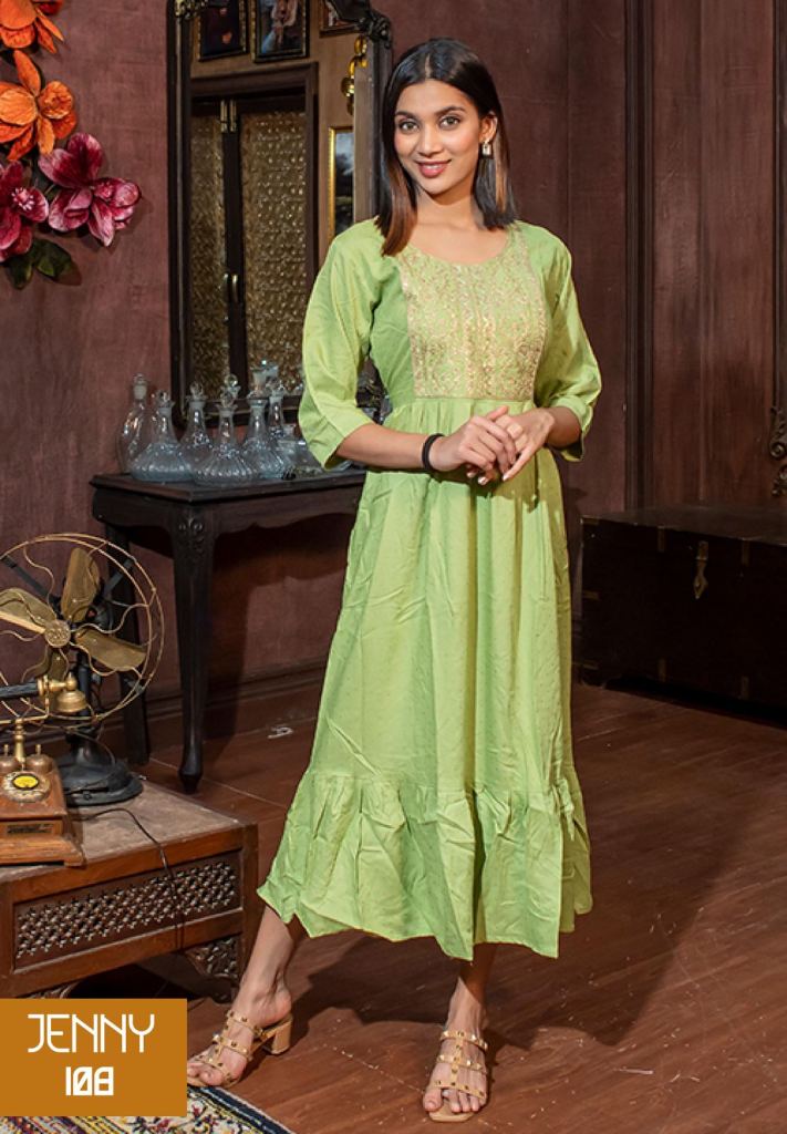 Beauty Queen Jenny catalog  Designer Long Rayon Kurti