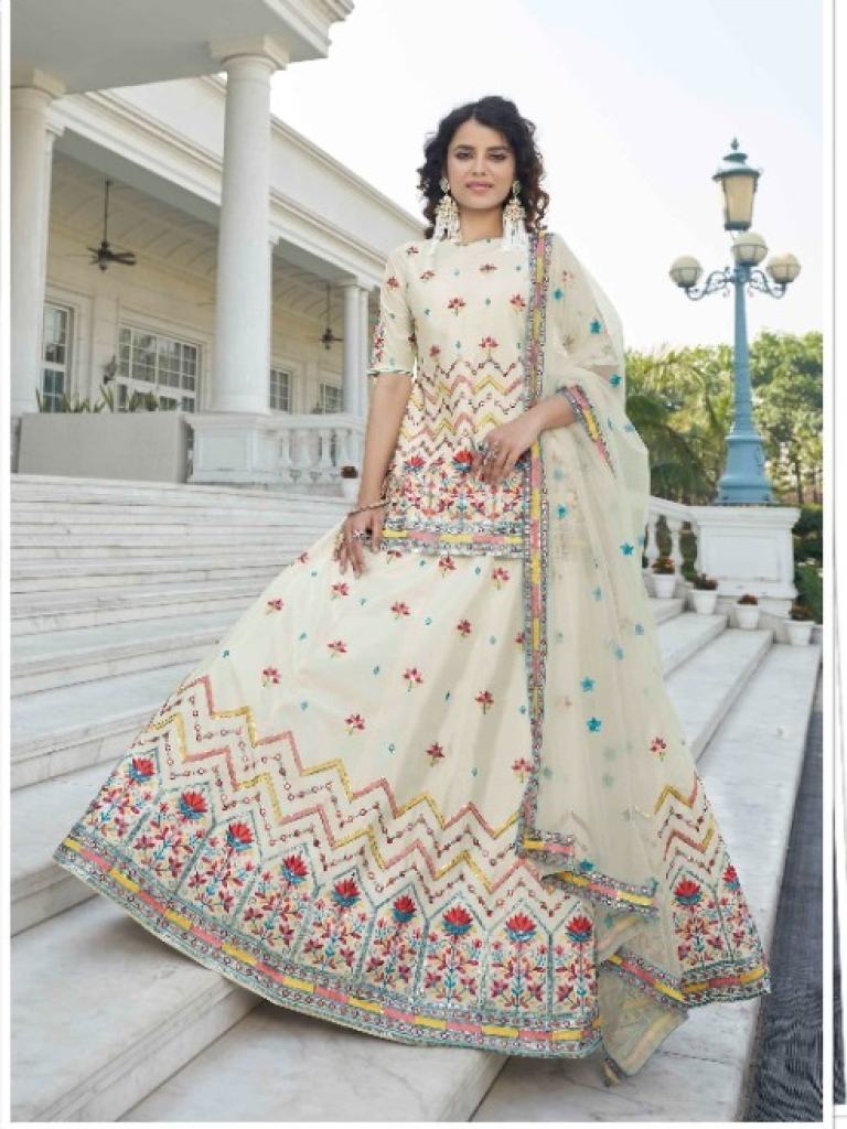 Beige Chinon sequence Exclusive Lehenga choli collection 