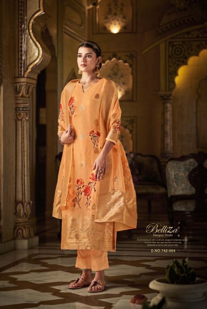 Belliza Amrut  Organza Jacquard Digital Print  Embroidery Work Salwar Suit Wholesale