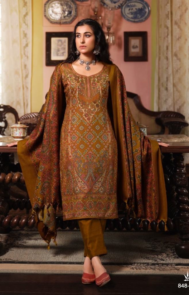 Belliza Cashmera Kaani Winter Wool Pashmina Printed Dress Materials
