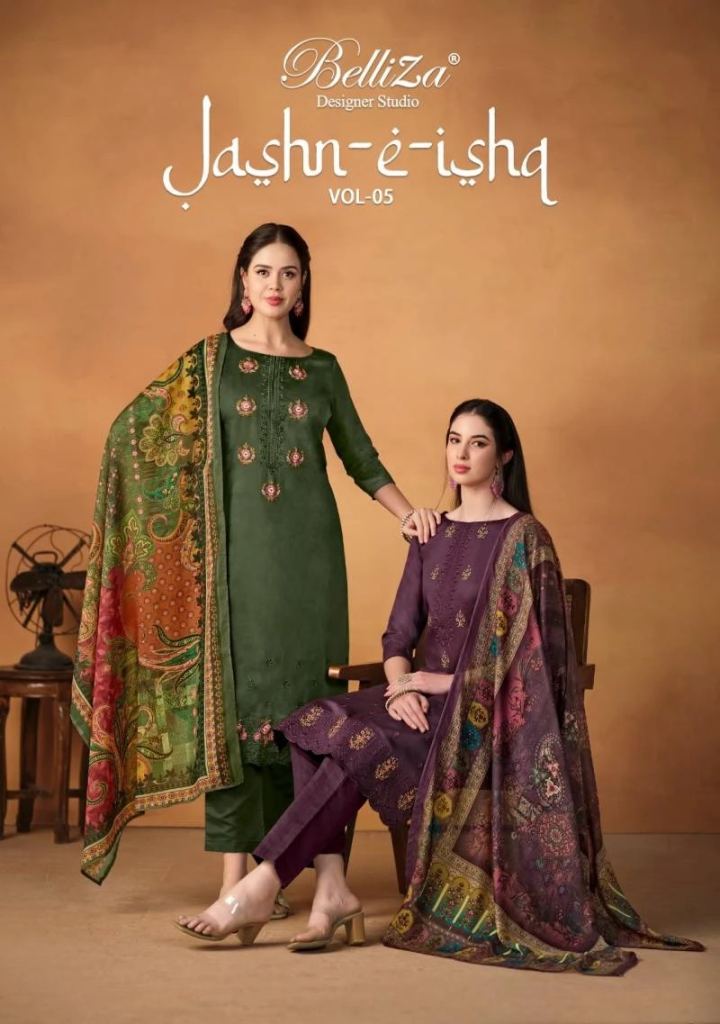 Belliza Jashn E Ishq Vol 5 Exquisite Heavy Embroidered Cotton Dress Material 