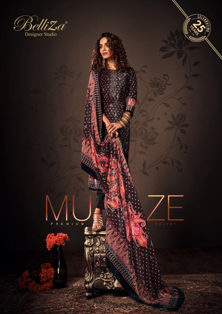 Belliza Muze Velvet with Exclusive Digital Prints   Dress Material  catalog 