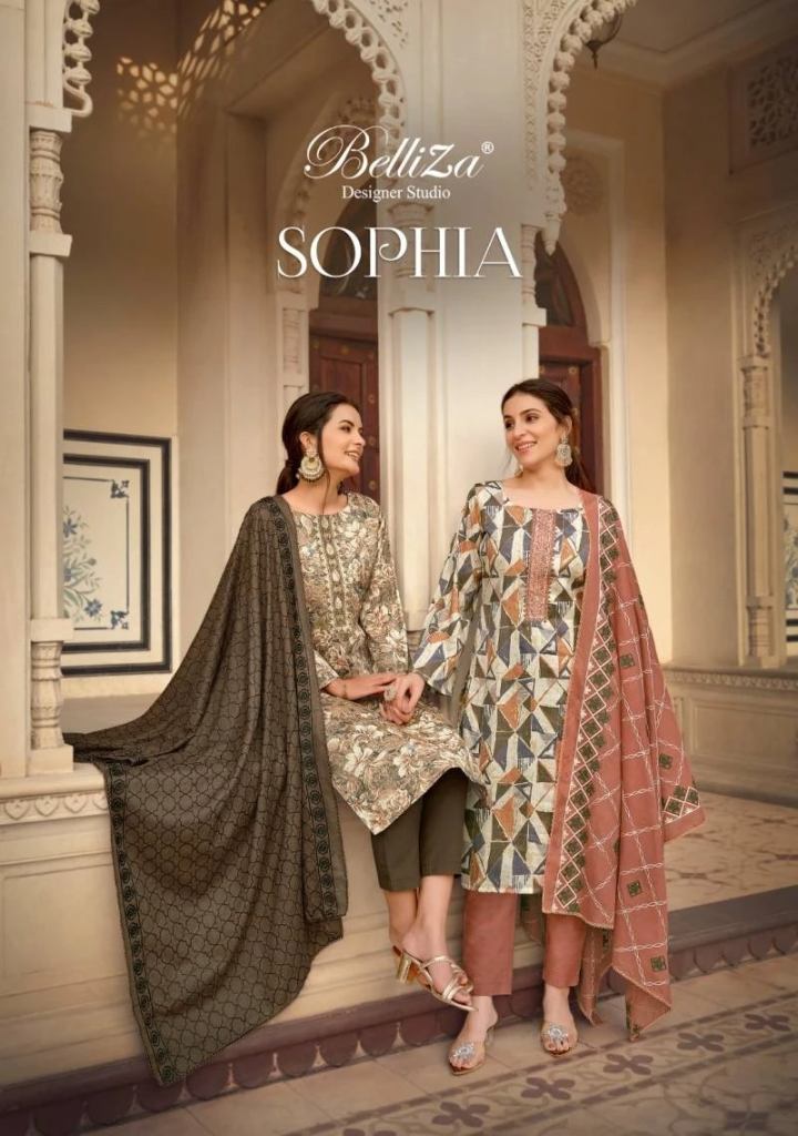 Belliza Sophia Blossom Cotton Digital Printed Dress Material