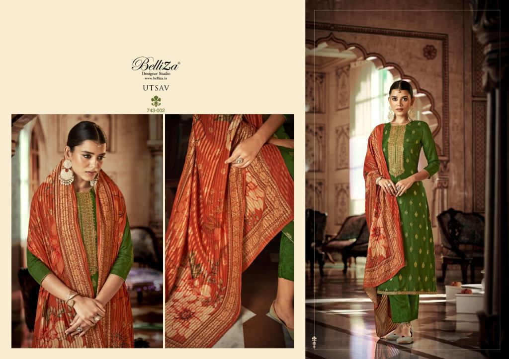 Buy Belliza Utsav Ethnic Wear Viscose Jacquard With Embroidery