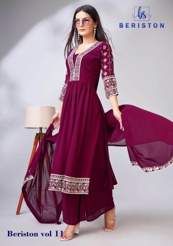 Beriston Bs Vol 11 Georgette Kurti Palazzo With Dupatta