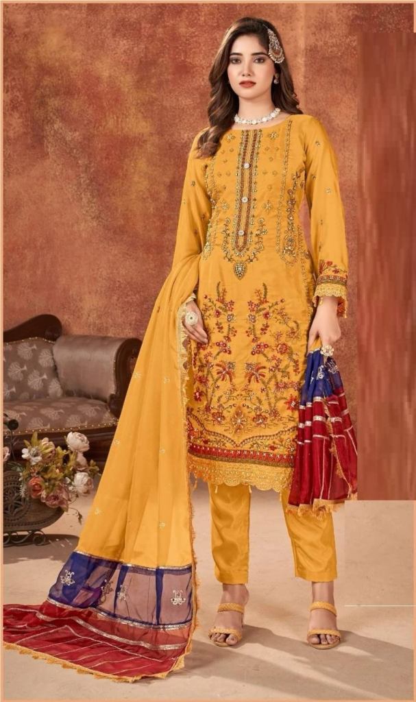 Bilqis B 15 Organza Embroidered Pakistani Suits