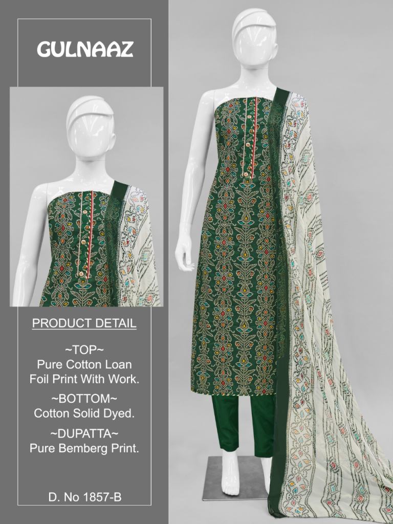 Bipson Gulnaaz 1857 Cambric Cotton Foil Print Dress Material 