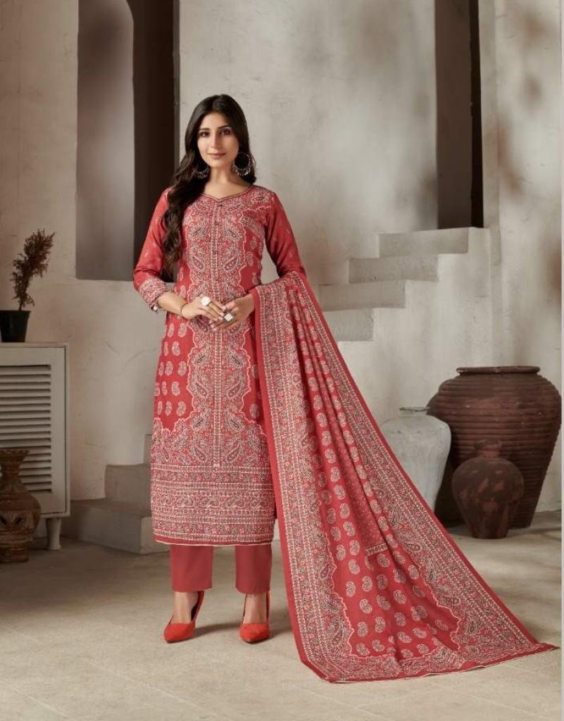 Bipson Kashmiri Queen 1701 To 1704 Woolen Pashmina Dress Mterial catalog  