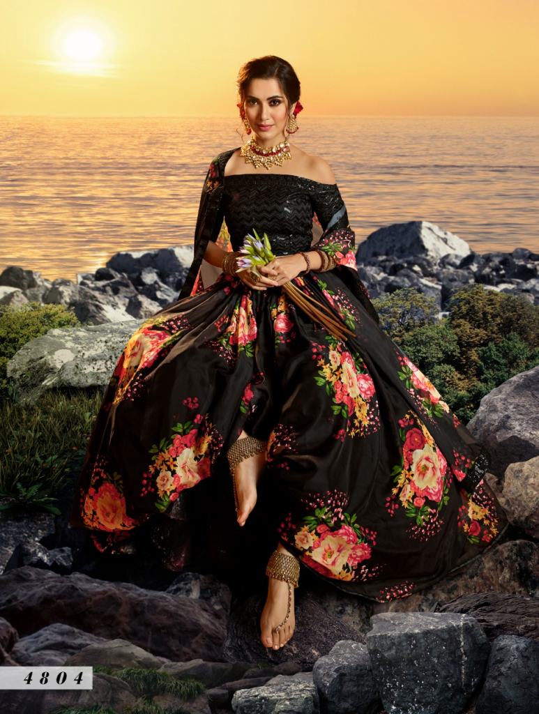 Black  4804  silk lehenga choli with dupatta 