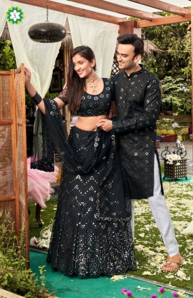 Buy Black Soft Net Embriodery Party Wear Lehenga Choli With Kurta 