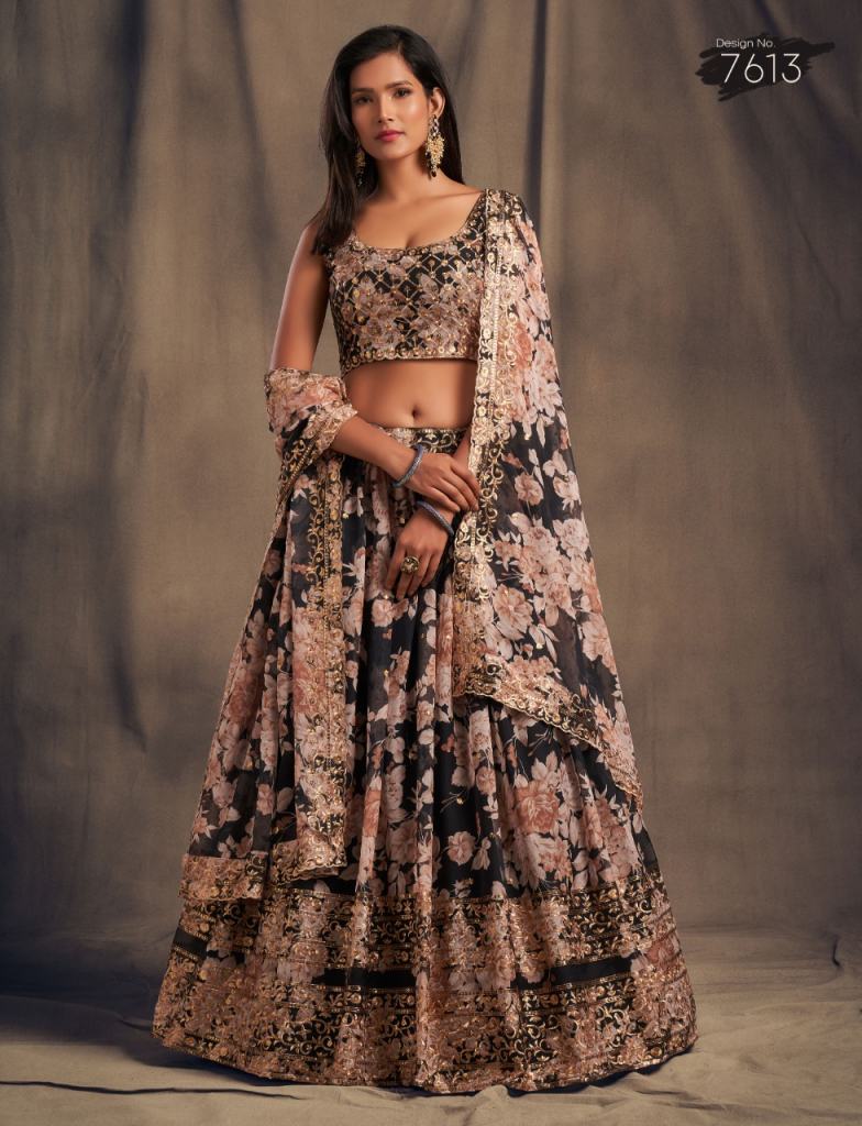  Black organza sequins zari work designer lehenga choli collection 