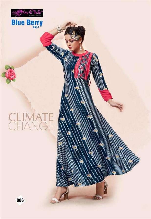 Blue Berry Vol 1 Kay Girliee Designer Kurtis Set