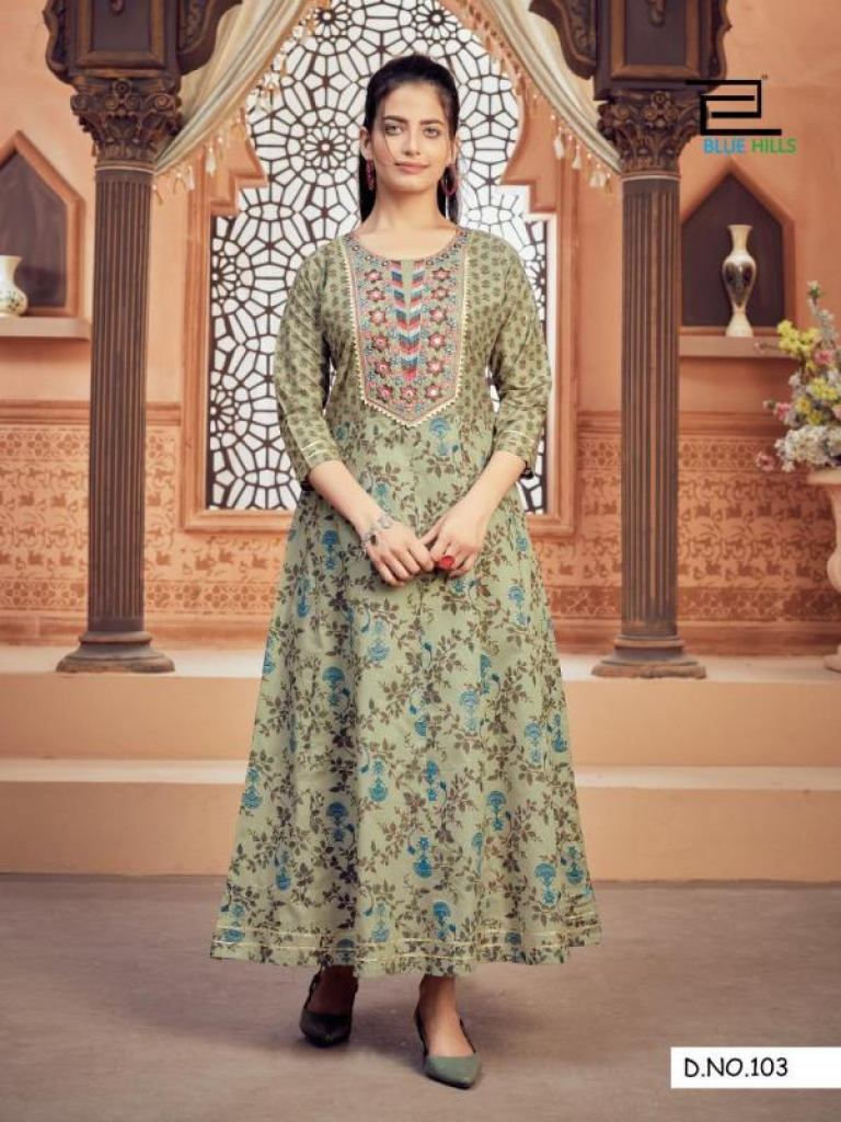 Blue Hills Ada Designer Cotton Anarkali Long Kurti Catalog ,