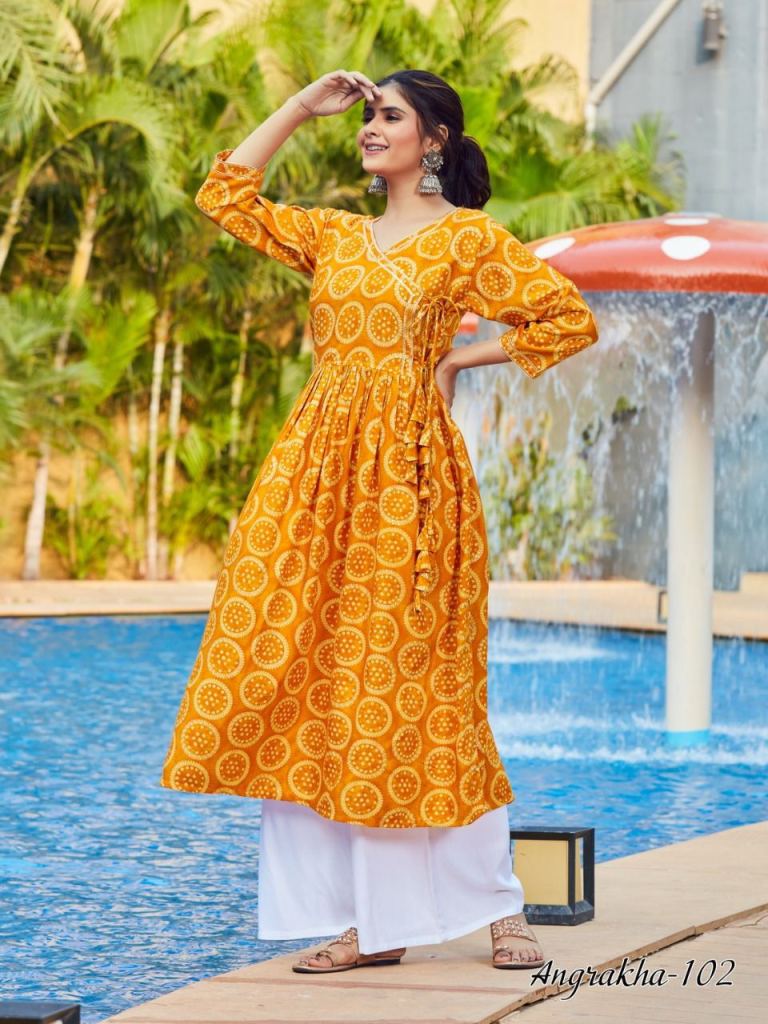 Buy HWI Women's Cotton Fine Angrakha Style Kurti - (White-Medium) at  Amazon.in-iangel.vn
