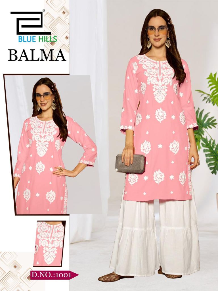 Blue Hills Balma Thread Worked Kurti With Bottom