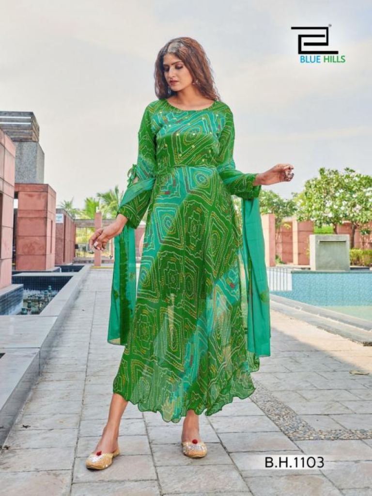 Designer sales bandhani kurtis