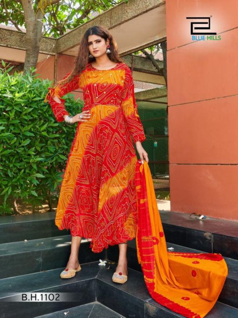 Blue Hills Bandhani Special vol 1 Designer Festive Wear Kurti With Dupatta catalog