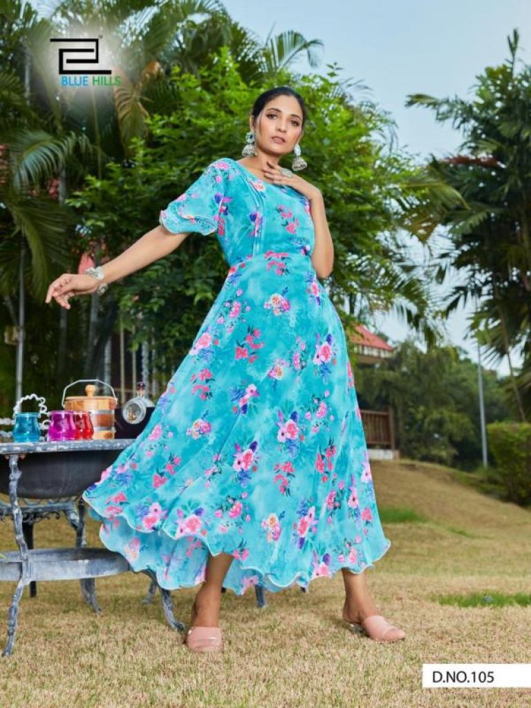 Blue Hills Big Bull  vol 3 Fancy Chiffon Long Flair Kurti catalog  