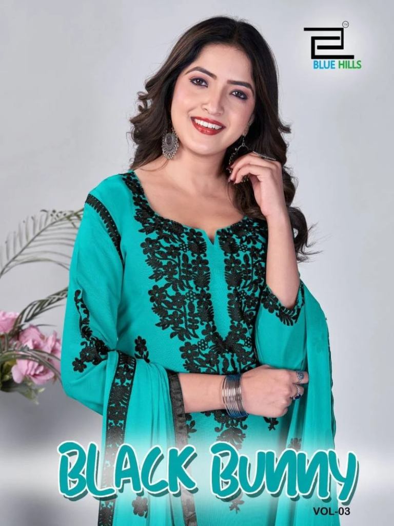 Blue Hills Black Bunny Vol 03 Rayon Kurti Set