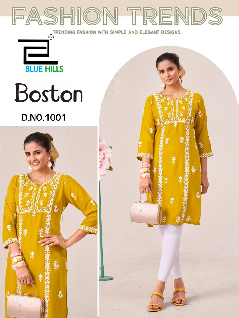 Blue Hills Boston Embroidery Work Kurti