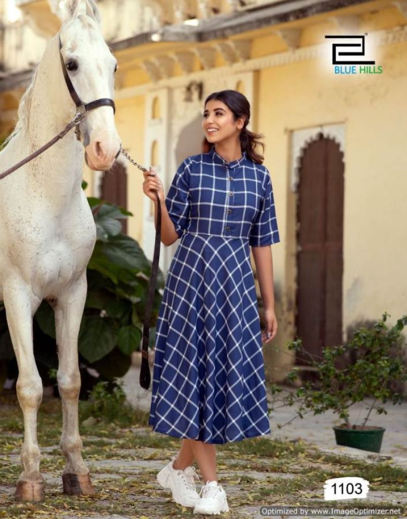 Blue Hills Checkmate  vol 10 catalog Designer Long Anarkali checkKurtis