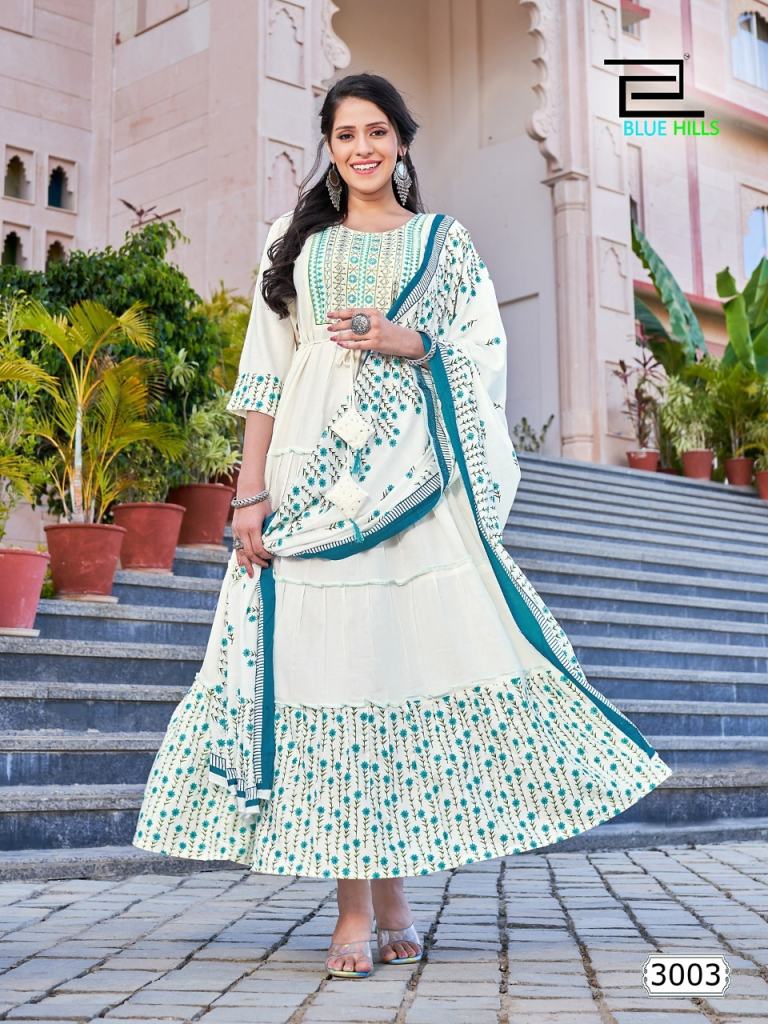 Blue Hills Colors Vol 3 Designer Anarkali Kurti With Dupatta Collection