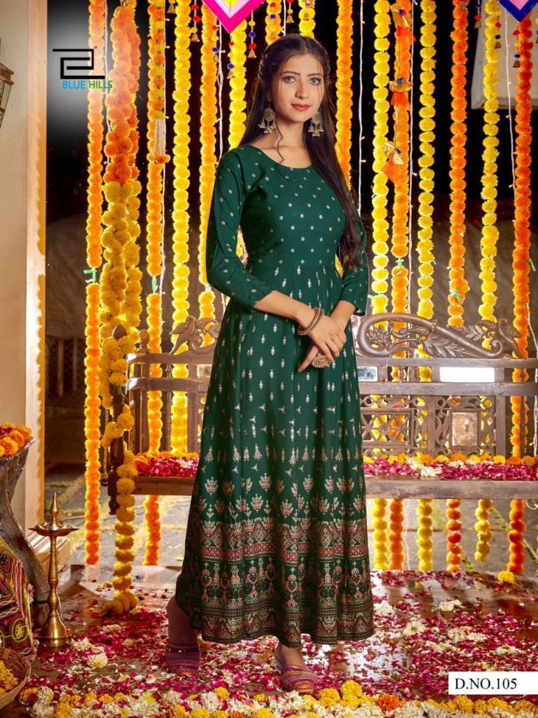 Blue Hills Diwali Night Festive Wear Anarkali Long Kurti Catalog