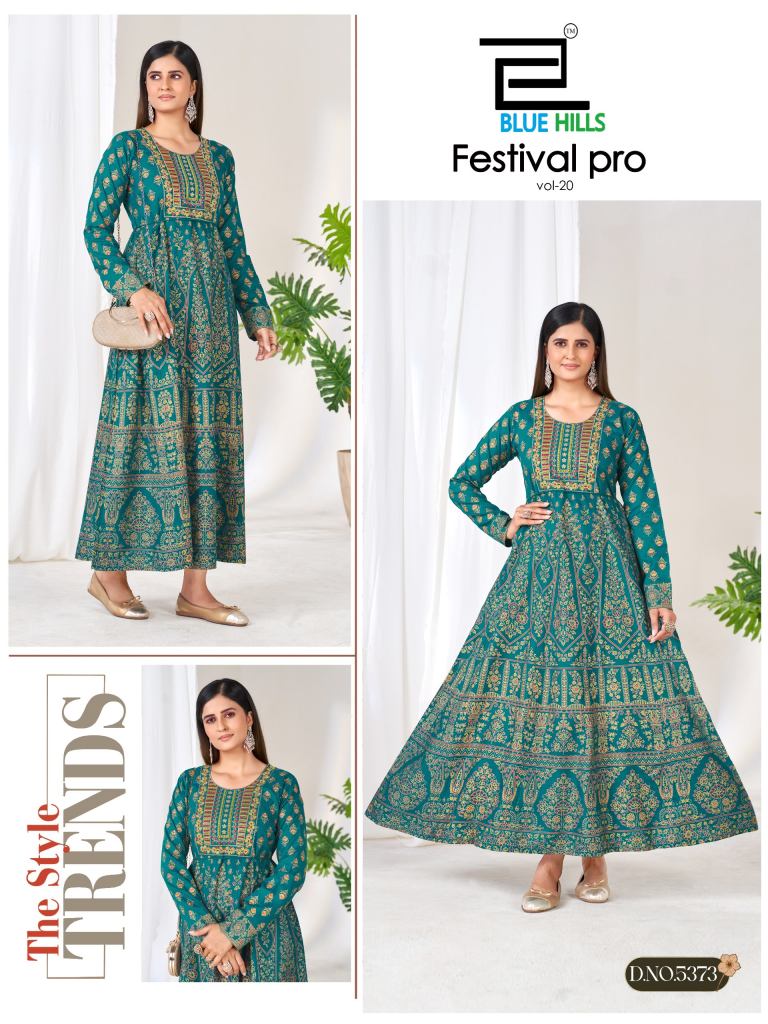 Blue Hills Festival Pro Vol 20 Plus Size Anarkali Gown Embroidery With Belt