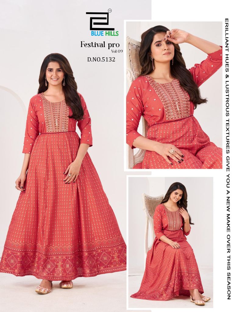 Blue Hills Festival Pro Vol 9 Embroidery Anarkali Gown