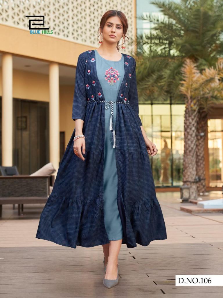 Party Wear Anarkali Designer Gown Kurti With Printed Koti Wash Care  Handwash