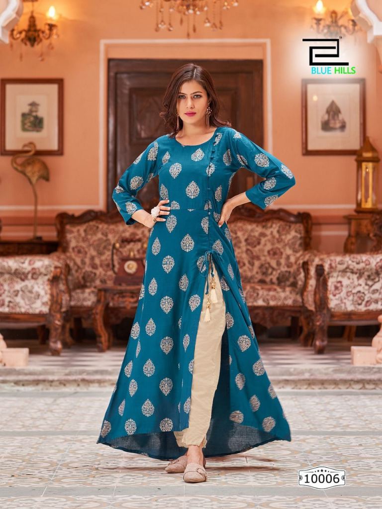 CASUAL WEAR BLUE LADIES KURTI PLAZO SET BY WTW – Women Traditional Wear