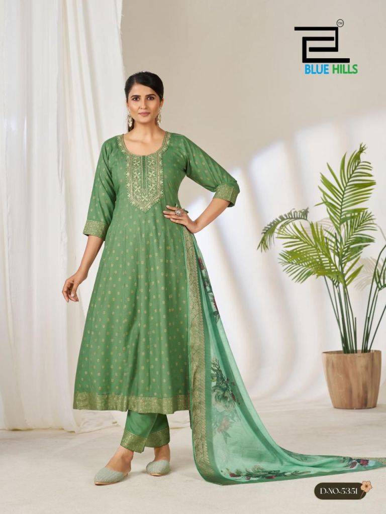 Blue Hills Gemini Plus Size Printed Kurti With Bottom Dupatta