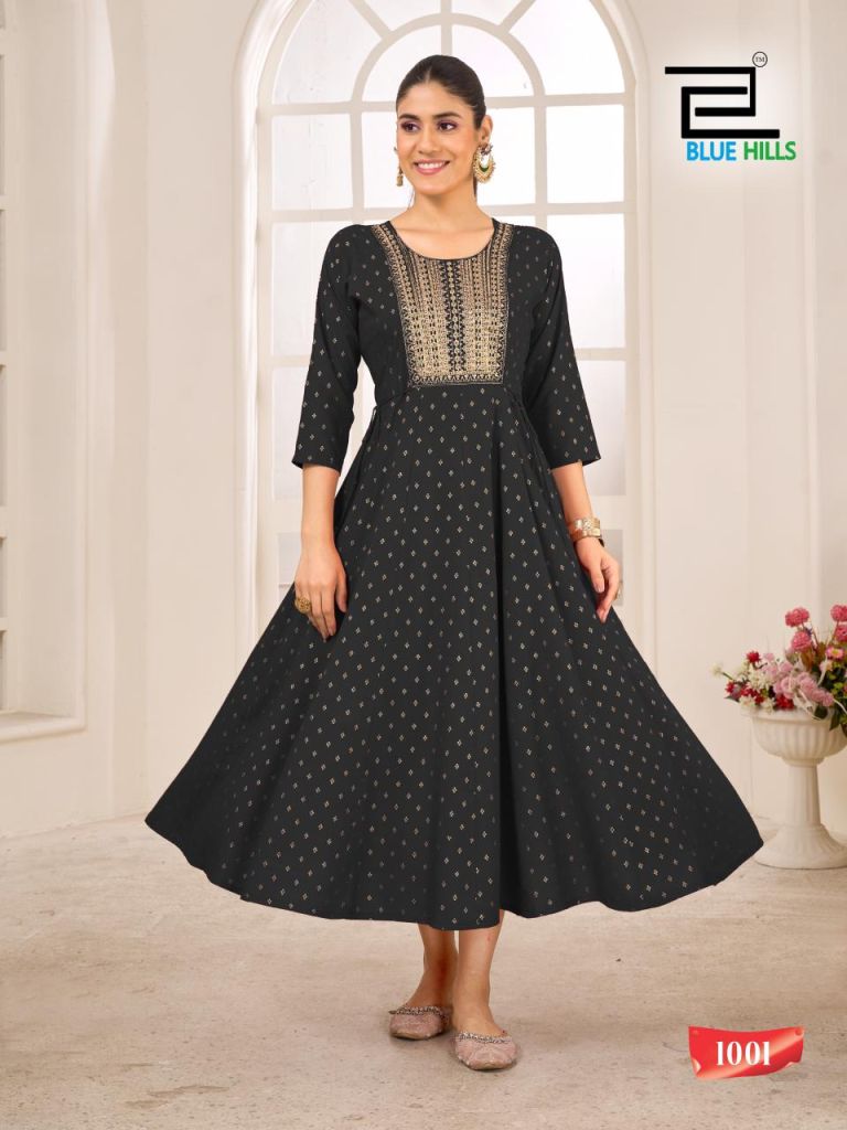 Blue Hills Golden Duck Anarkali Gown
