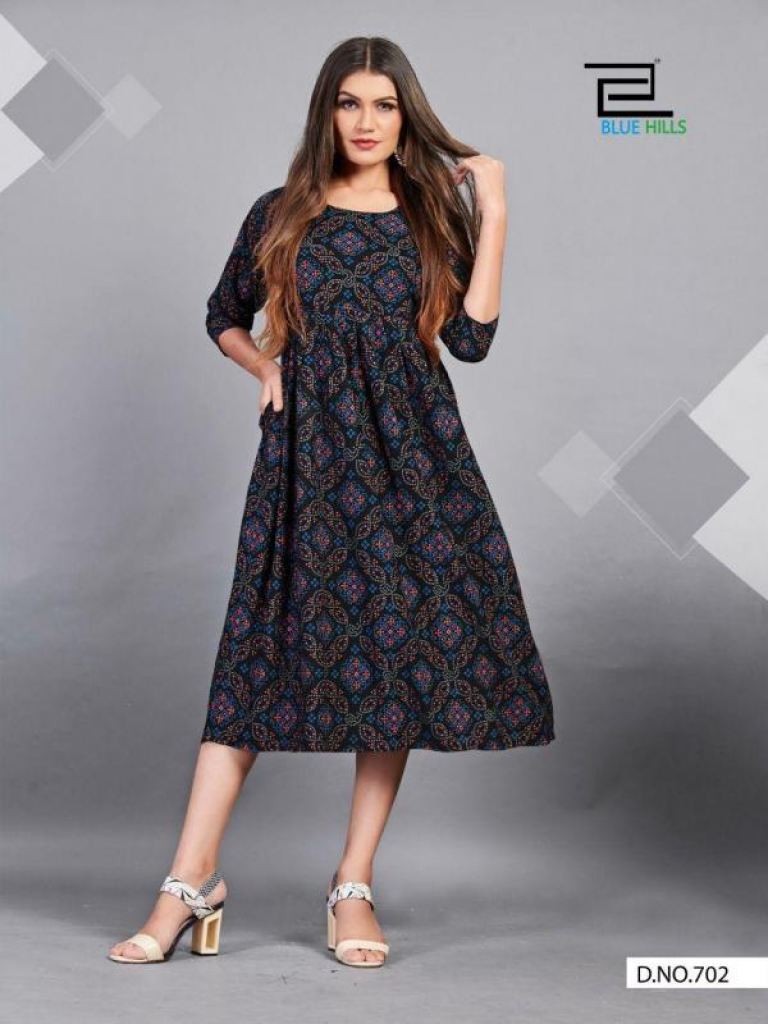 Blue Hills Good News vol 8 Designer Rayon Bandhani Printed Feeding Kurti catalog 