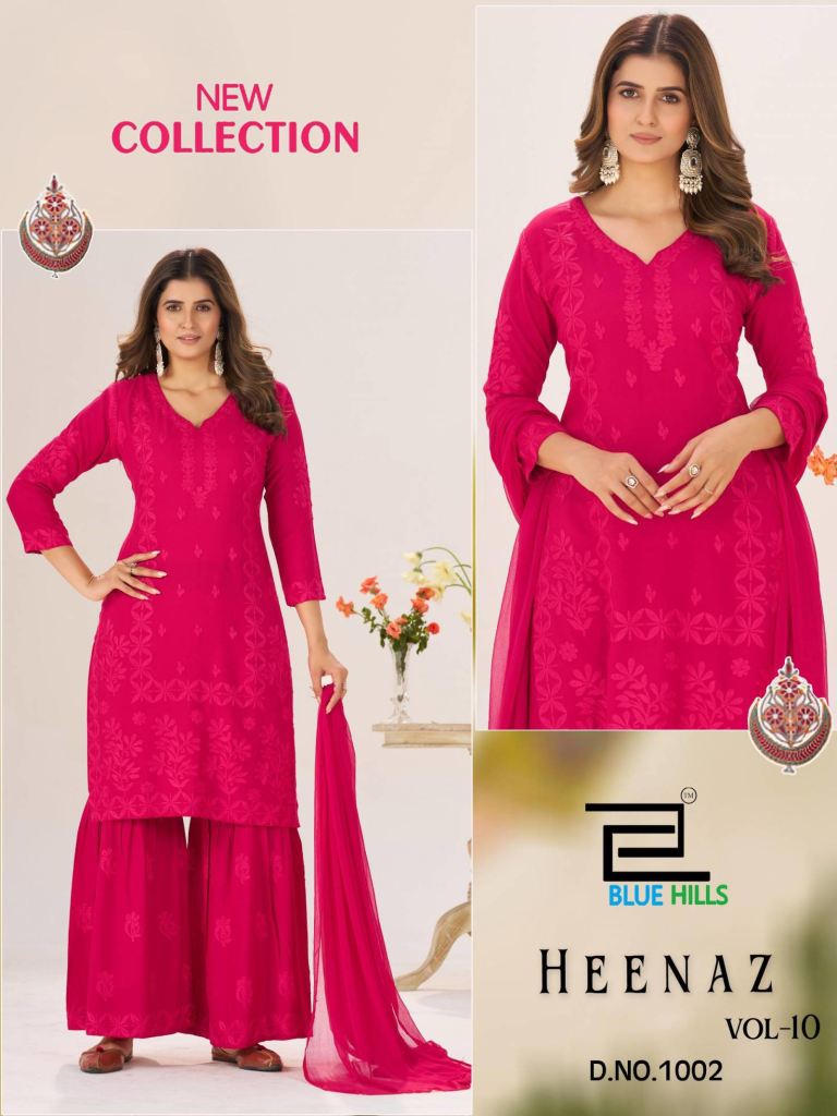 Blue Hills Heenaz Vol 10 Embroidery Work Kurti Pant And Dupatta