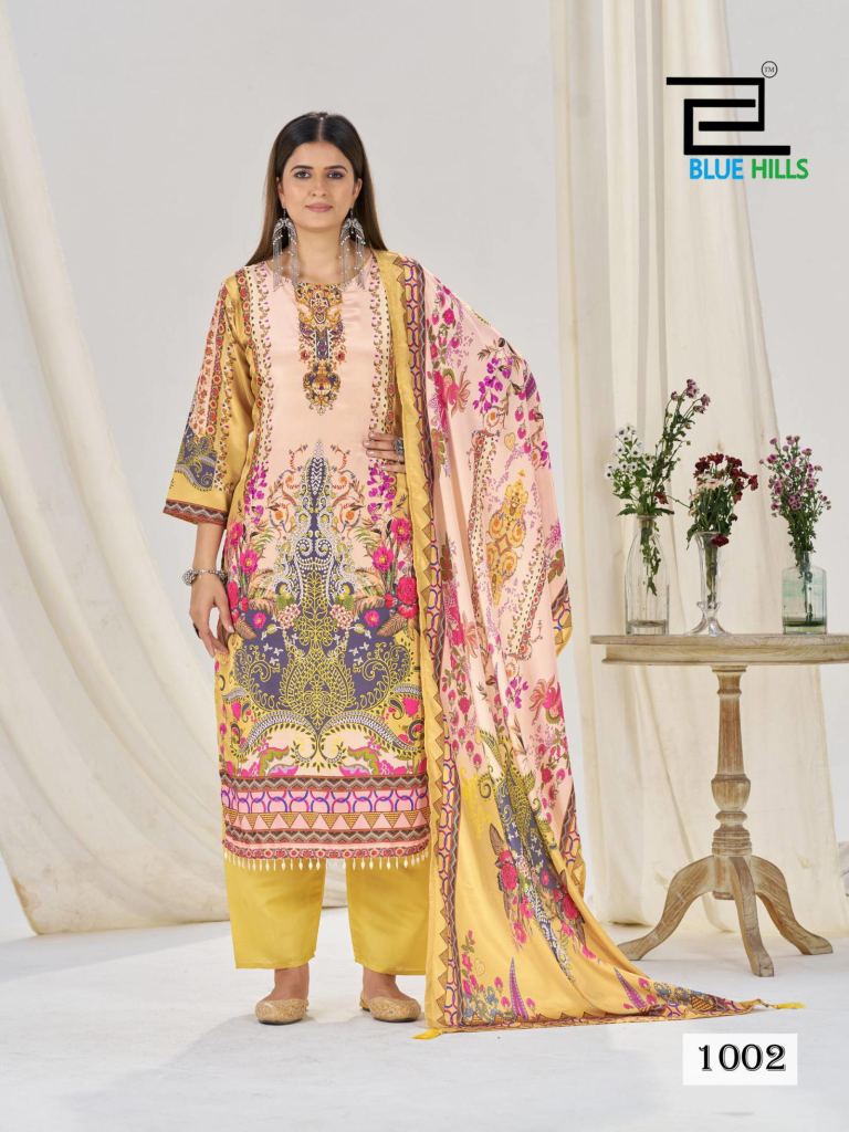 Blue Hills Kanza Poly Digital Print Top Bottom And Dupatta