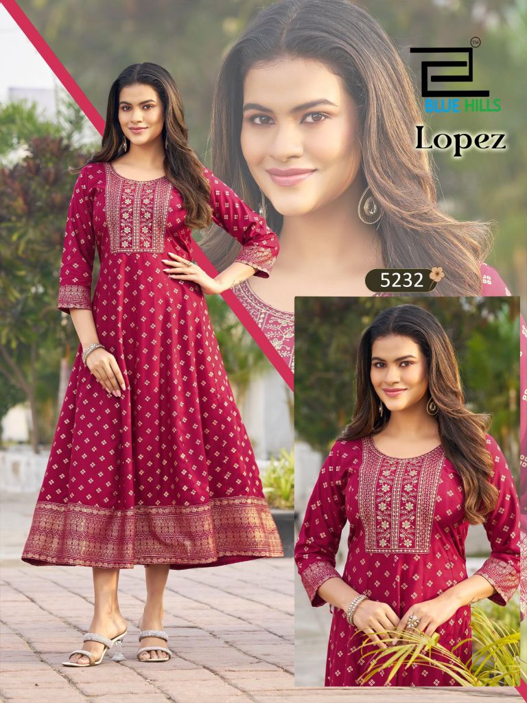 Blue Hills Lopez Embroidery Anarkali Concept Kurti 