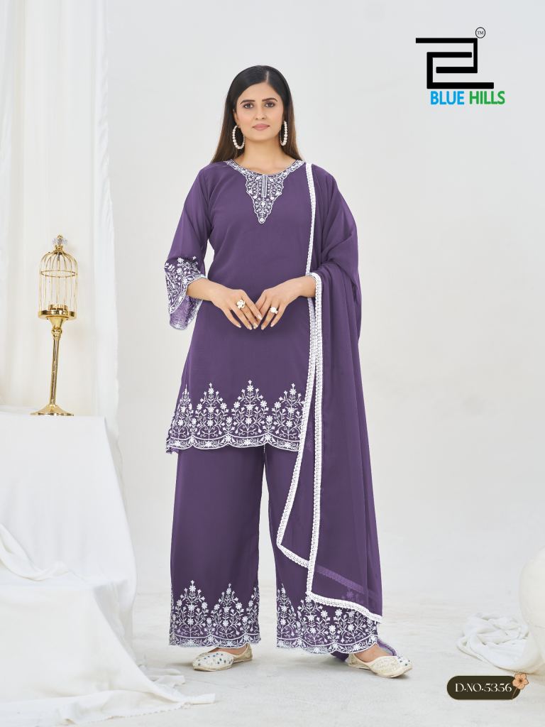 Blue Hills Mahnoor Thread Worked Kurti With Bottom Dupatta