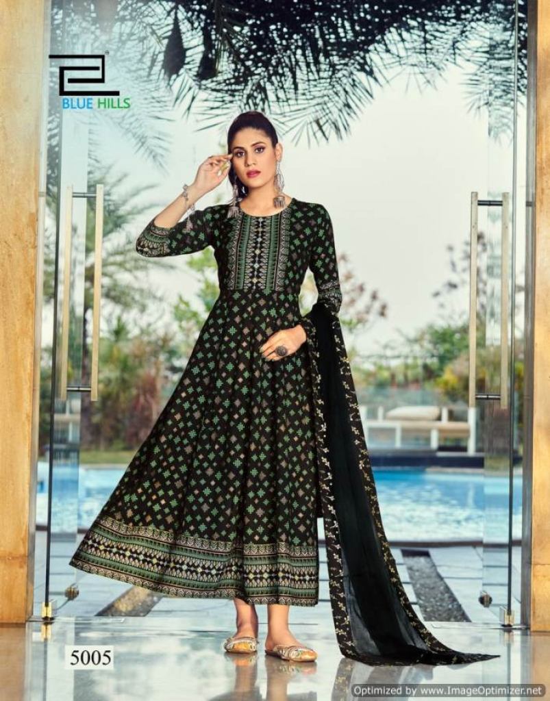 Blue Hills Manike Mage Hithe Vol 5 Catalog Ethnic Wear Anarkali Kurti With Dupatta 