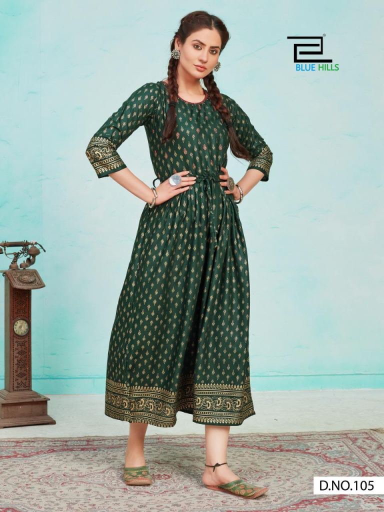 Blue Hills Mari Gold  Vol 1  Rayon Designer Printed Kurtis
