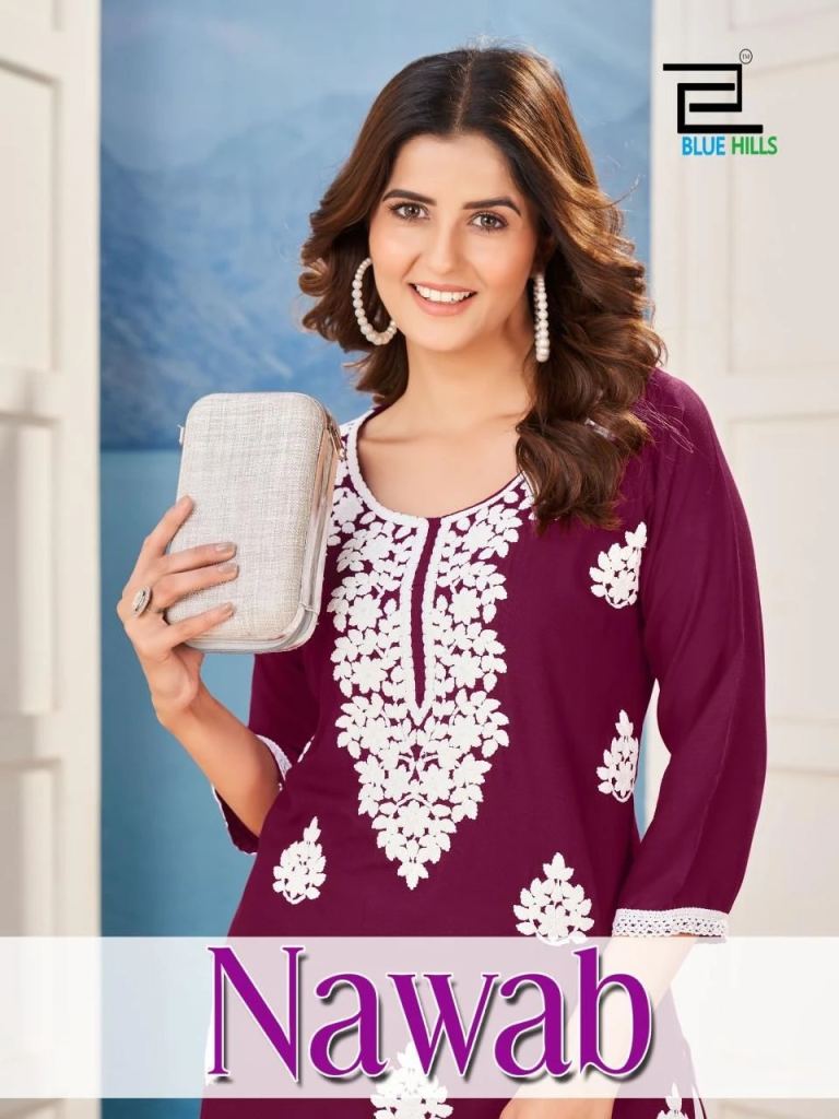 Blue Hills Nawab Rayon Designer Only Kurti Wholesale