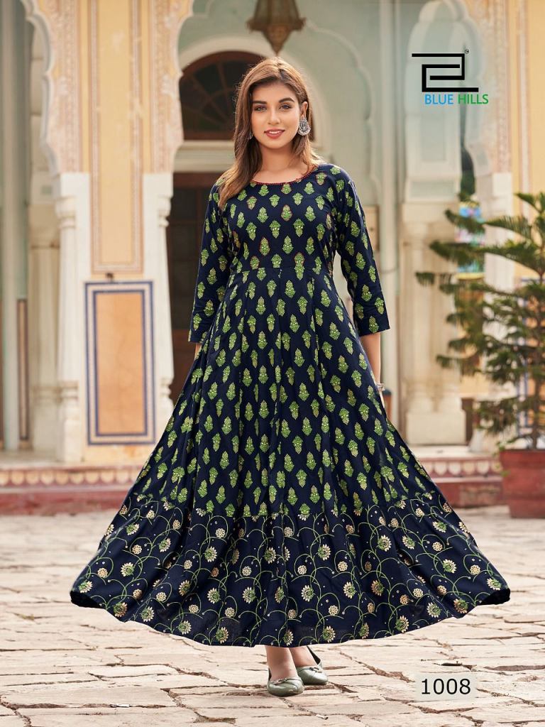 Women's Printed Cotton Long Anarkali Kurti... | Fancy kurti, Different  types of dresses, Frock for women