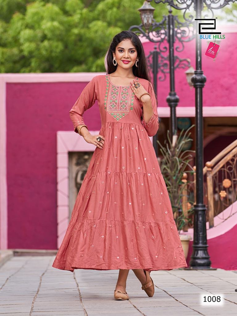 Blue Hills Rasberry Anarkali Kurti Collection