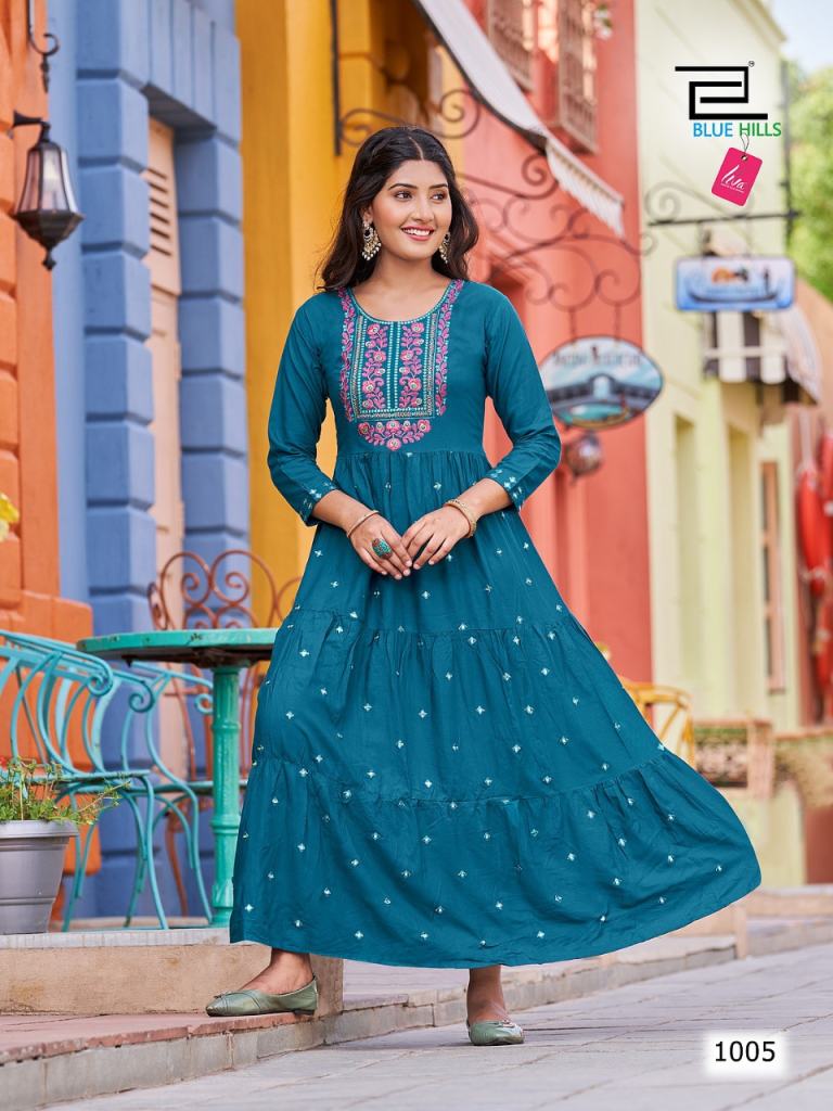 Buy Blue Hills Rasberry Anarkali Kurti Collection