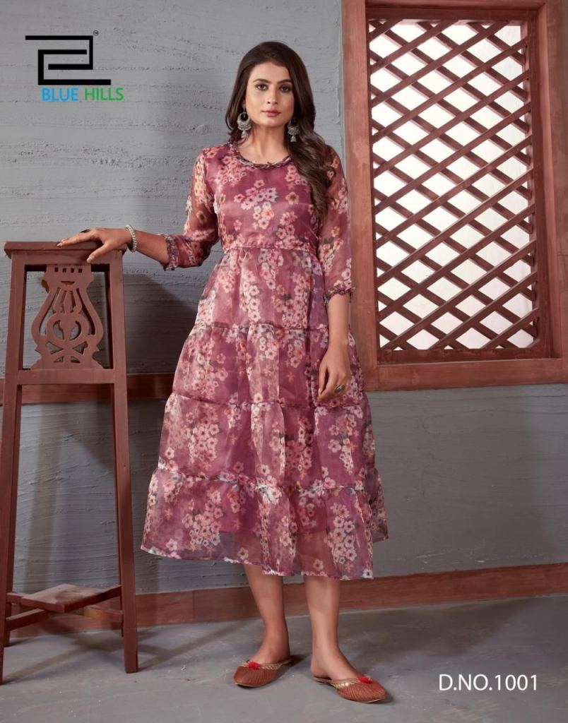 Blue Hills Royal Queen Vol 1 Catalog Exclusive Wear Organza Printed Anarkali Kurtis 