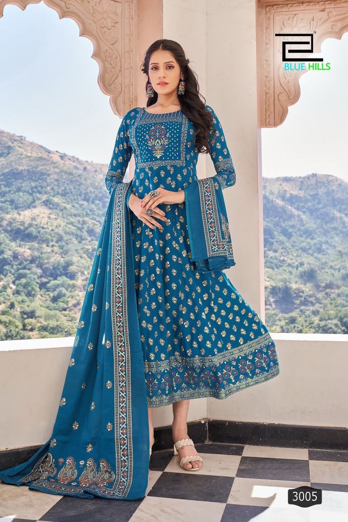 Blue Hills Senorita Vol 3 Nx Long Anarkali Kurti With Dupatta Collection