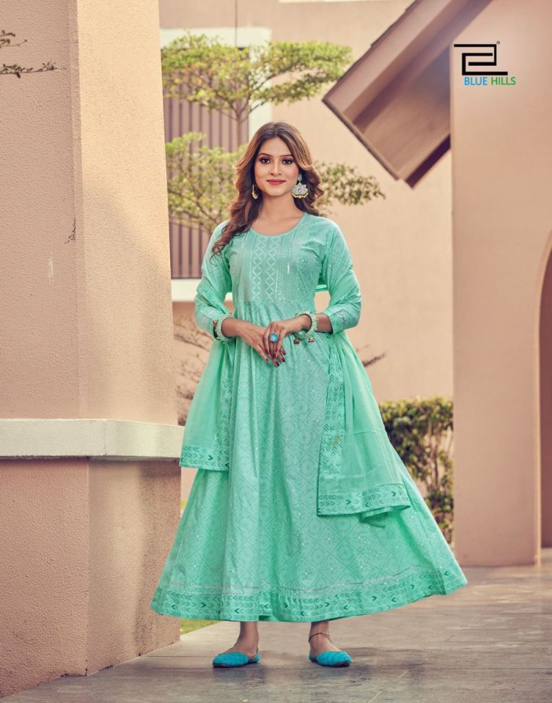 Blue Hills Shades Vol 1 Catalog Fancy Wear Cotton Kurti With Dupatta