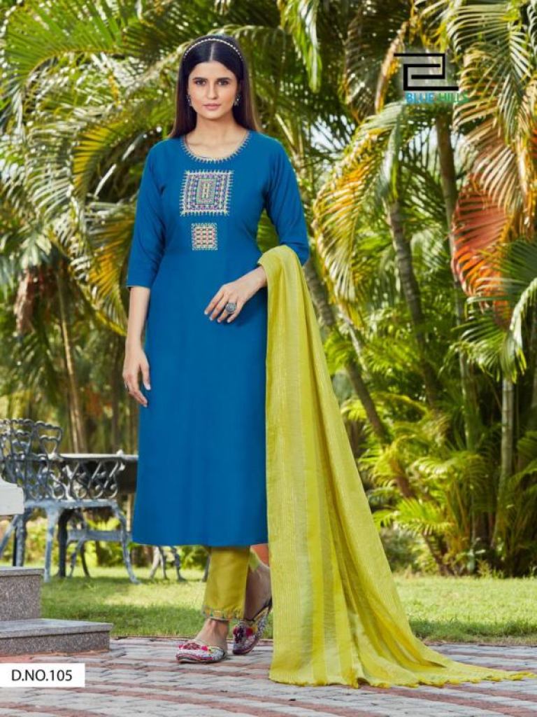 Blue Hills Shiddat Designer Rayon Embroidery Ready-made Kurtis bottom with Dupatta catalog 